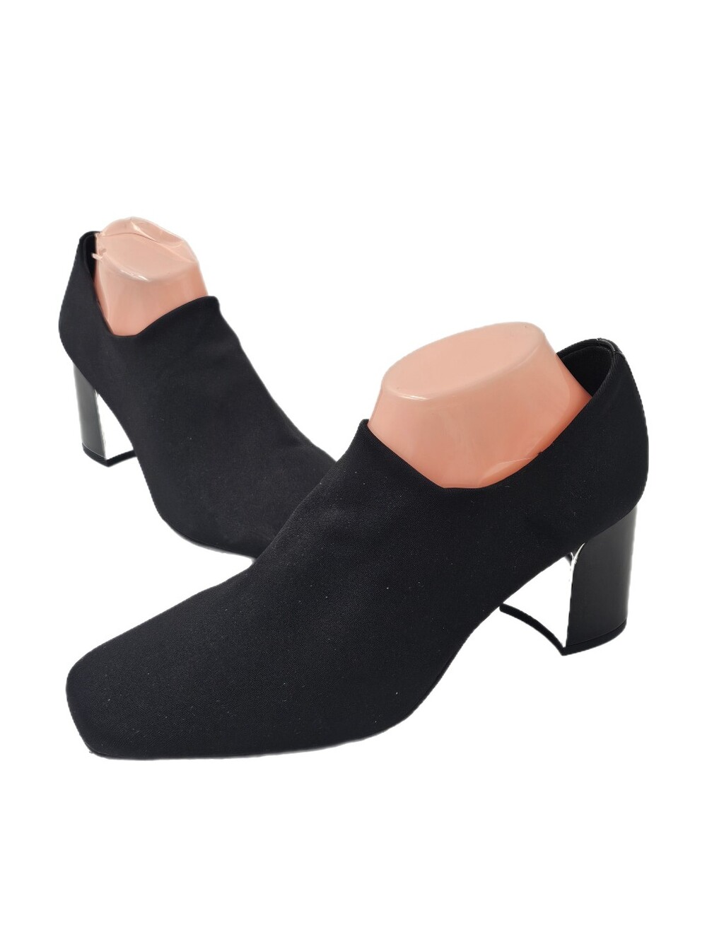 Donald Pliner Chelsie Black Stretch Crepe Square Toe Block Heel Pumps Women's 10